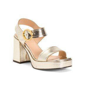 ODISSI Light Gold Leather Platform Heeled Sandals